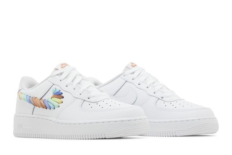 Nike Air Force 1 Low White Rainbow Lace Swoosh (GS)