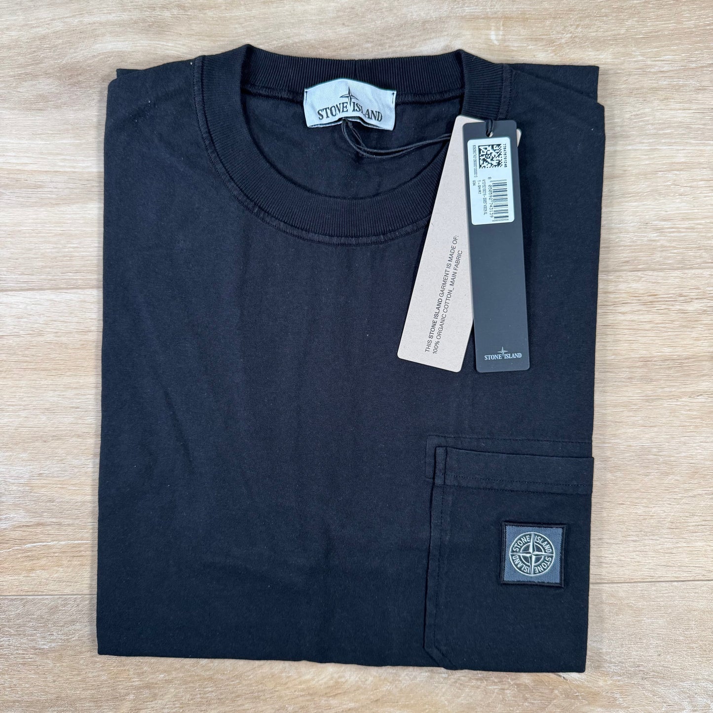 Stone Island Organic Cotton Fissato Effect T-Shirt in Black