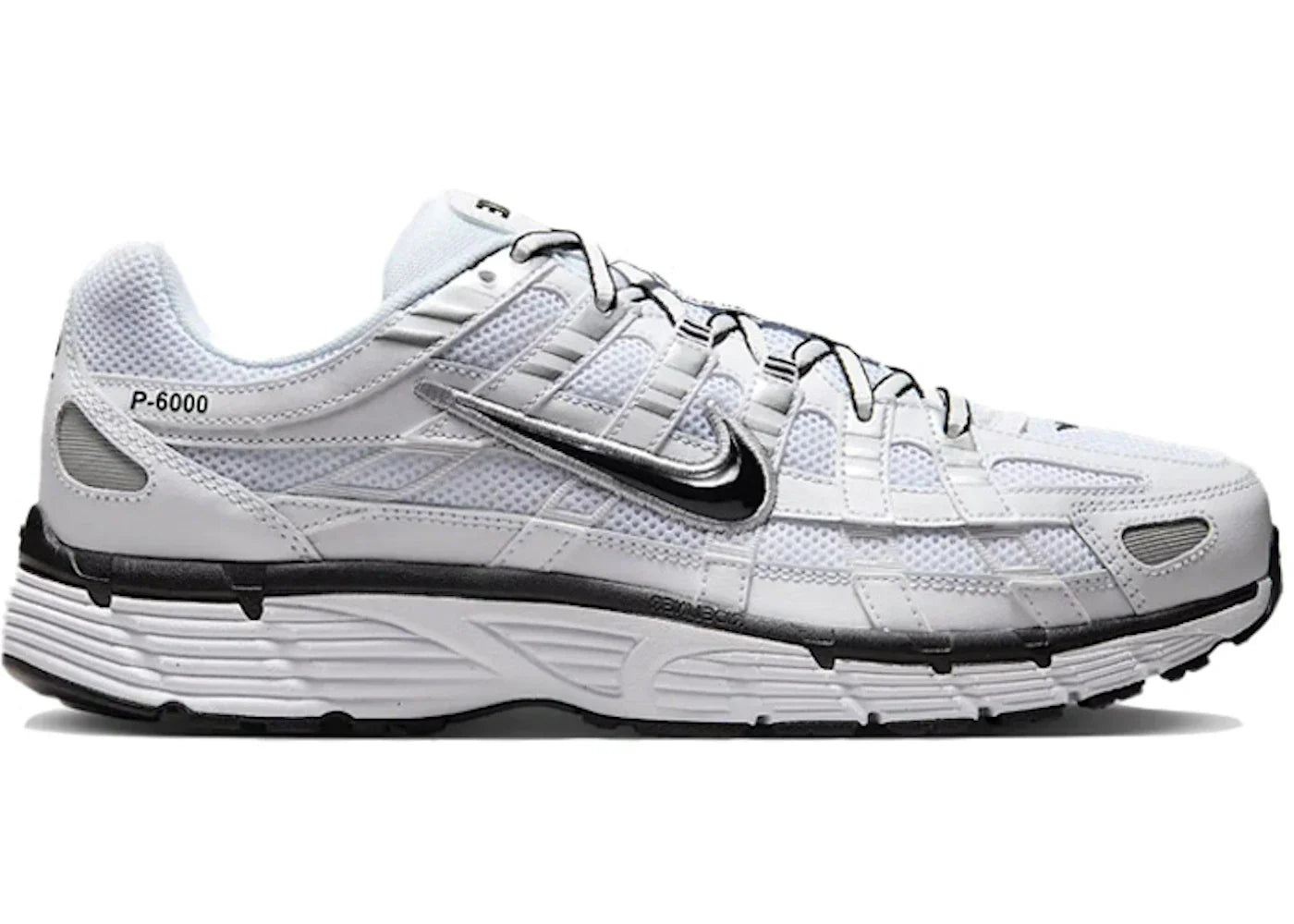 Nike P-6000 White Metallic Silver Black