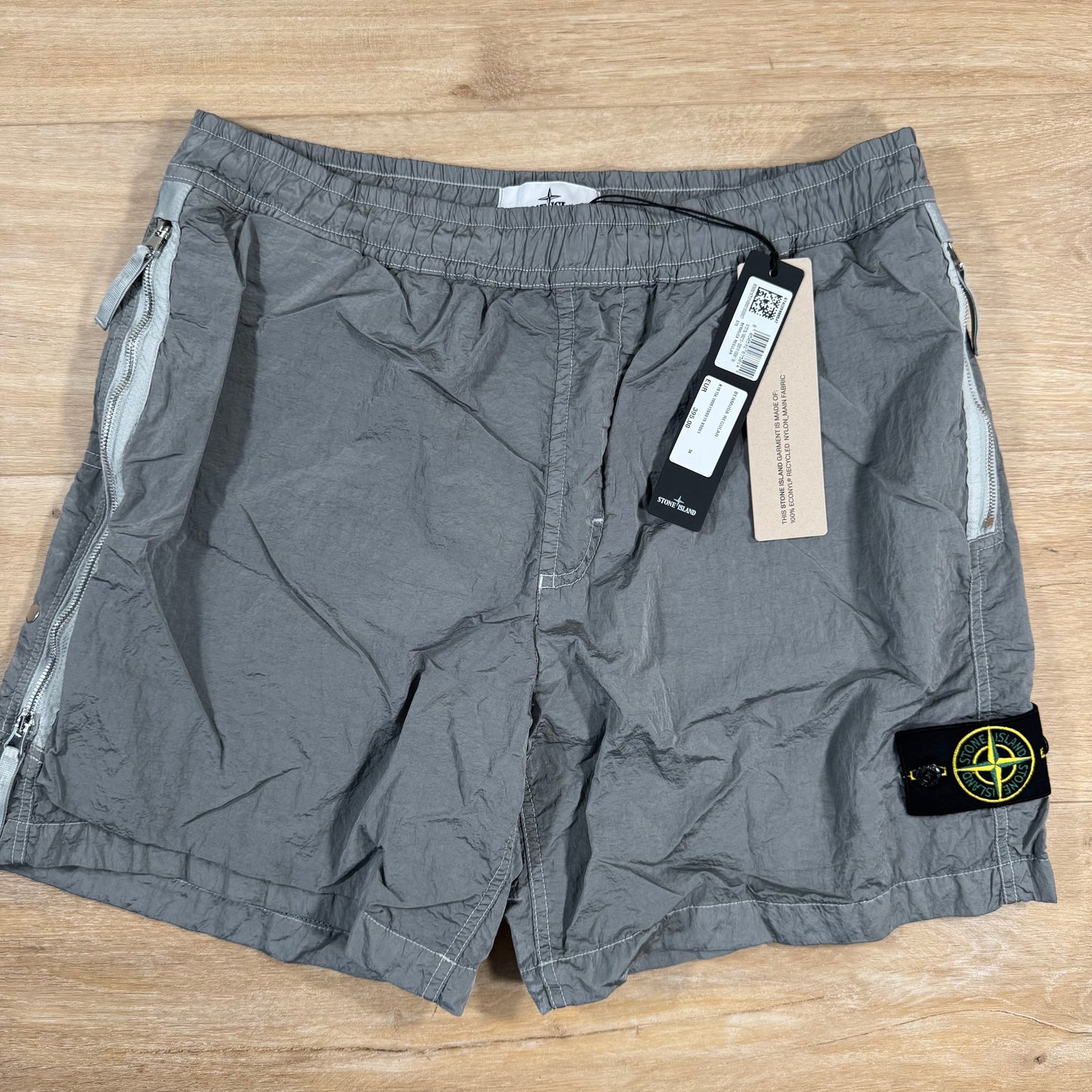 Stone Island Nylon Metal Bermuda Shorts in Pearl Grey