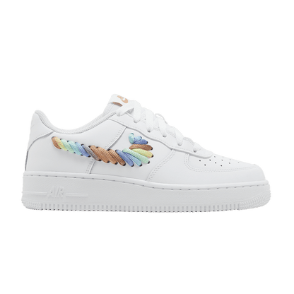 Nike Air Force 1 Low White Rainbow Lace Swoosh (GS)