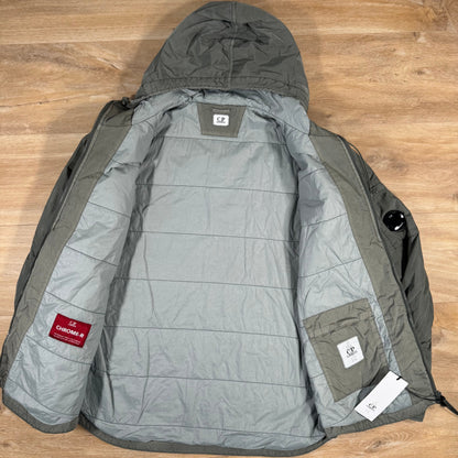 CP Company Chrome-R Hooded Zipped Lens Overshirt in Gunmetal