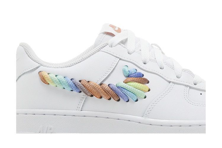 Nike Air Force 1 Low White Rainbow Lace Swoosh (GS)