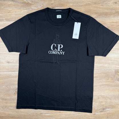 CP Company 30/2 Mercerized Jersey Twisted British Sailor T-Shirt in Black