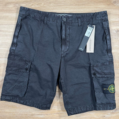 Stone Island Brushed Cotton Cargo Bermuda Shorts in Black