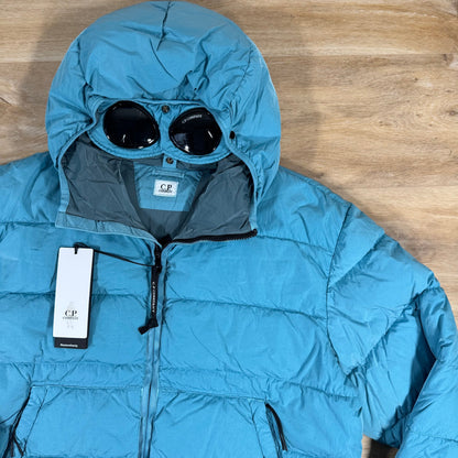 CP Company Chrome-R Goggle Down Jacket in Aegean Blue