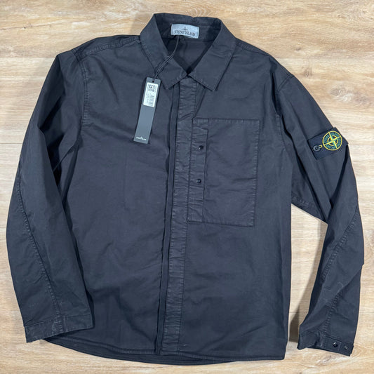 Stone Island Supima Twill Stretch-TC Overshirt in Black