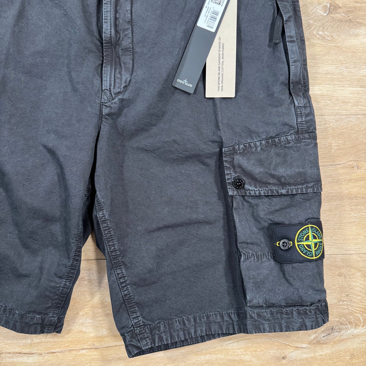 Stone Island Brushed Cotton Cargo Bermuda Shorts in Black