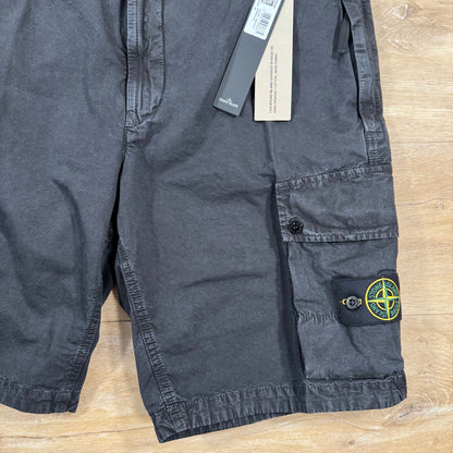 Stone Island Brushed Cotton Cargo Bermuda Shorts in Black
