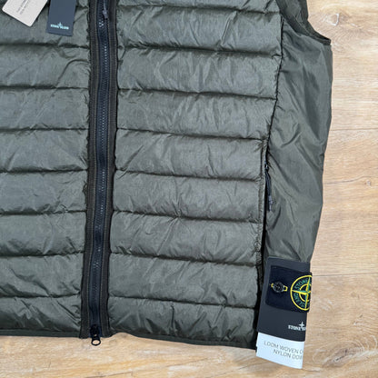 Stone Island Nylon Down-TC Vest in Military Green