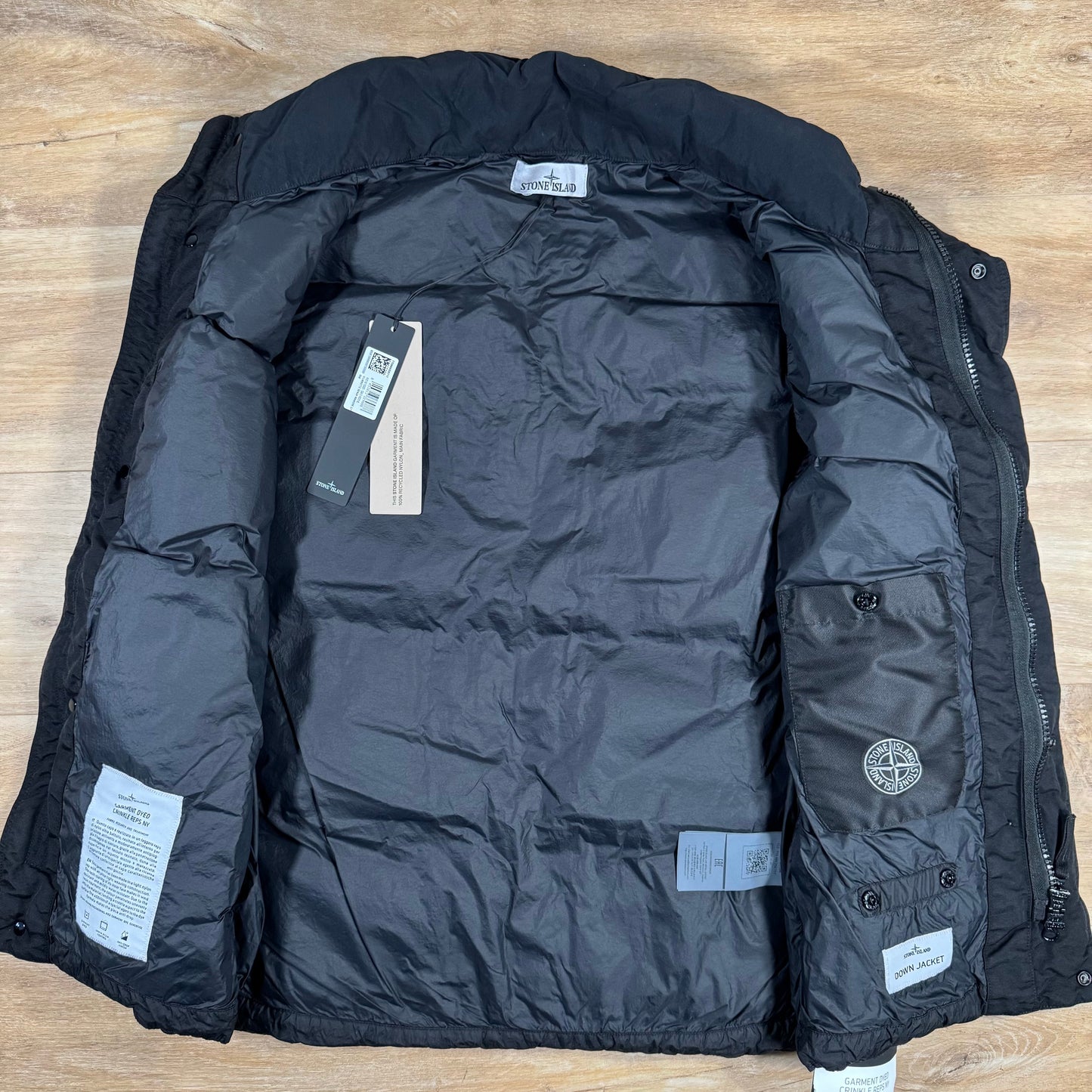 Stone Island Crinkle Reps NY Nylon Down Vest in Black