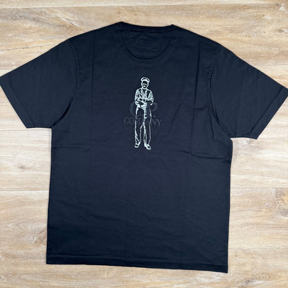 CP Company 30/2 Mercerized Jersey Twisted British Sailor T-Shirt in Black