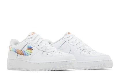 Nike Air Force 1 Low White Rainbow Lace Swoosh (GS)