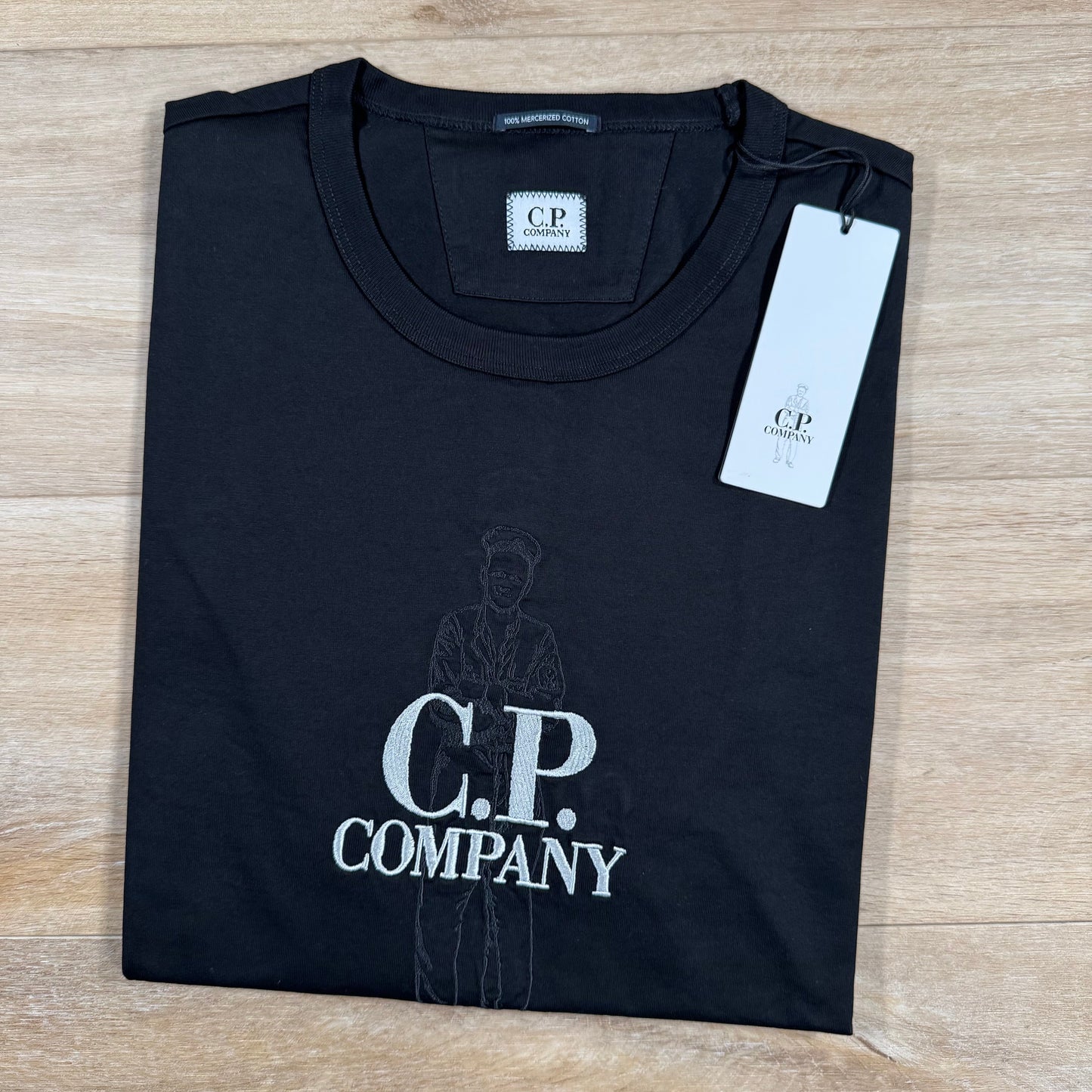 CP Company 30/2 Mercerized Jersey Twisted British Sailor T-Shirt in Black