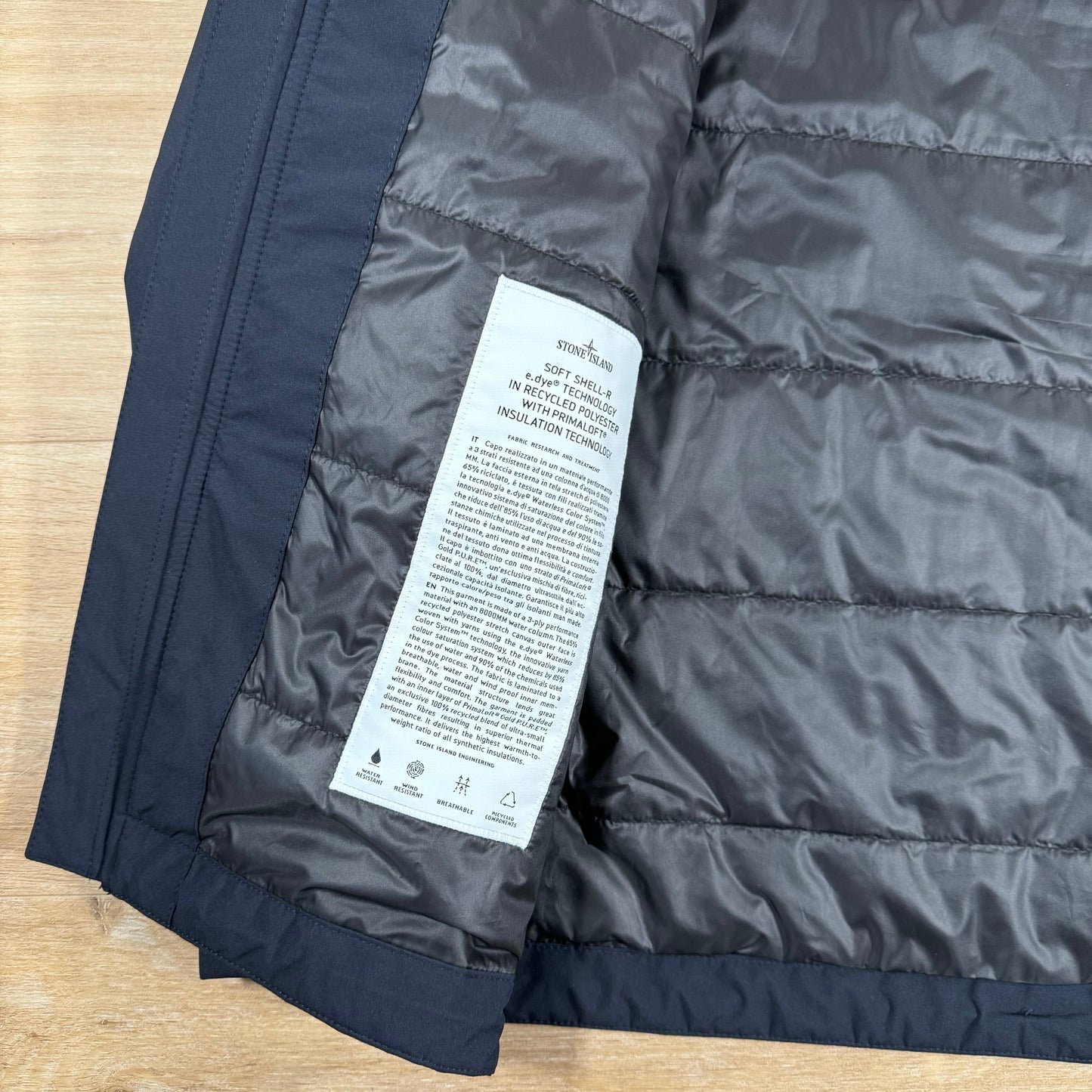 Stone Island Soft Shell-R Jacket with Primaloft Insulation in Navy