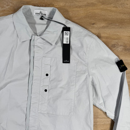 Stone Island Supima Twill Stretch-TC Overshirt in Sky Blue