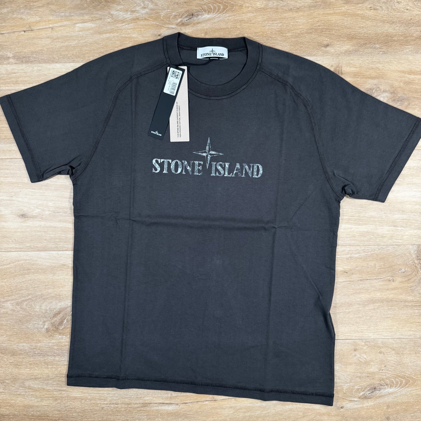 Stone Island Organic Cotton Logo T-Shirt in Charcoal Grey