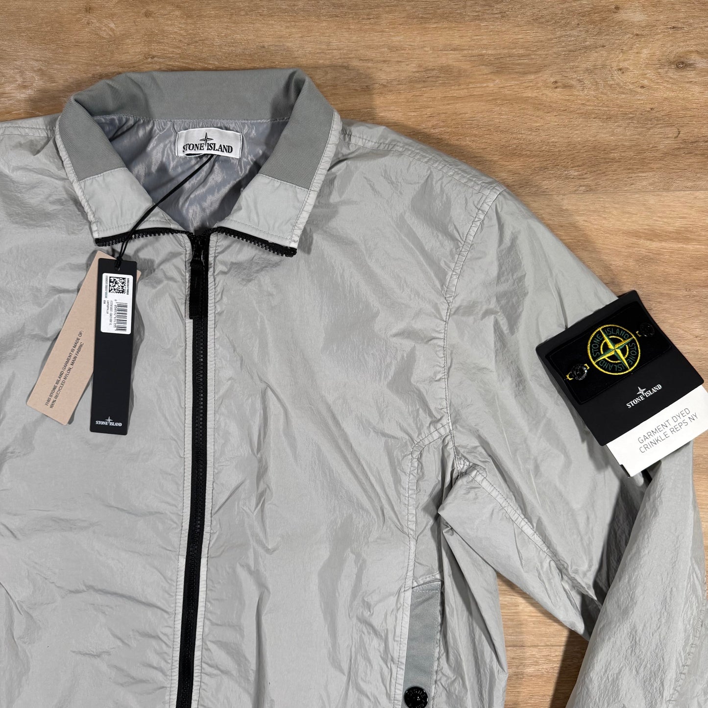 Stone Island Crinkle Reps R-NY Bomber Jacket in Pearl Grey