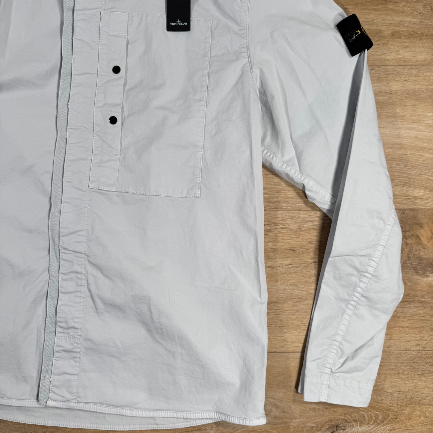 Stone Island Supima Twill Stretch-TC Overshirt in Sky Blue