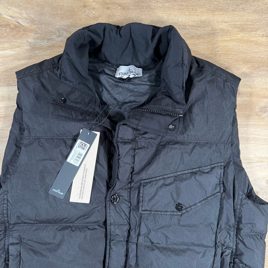 Stone Island Crinkle Reps NY Nylon Down Vest in Black