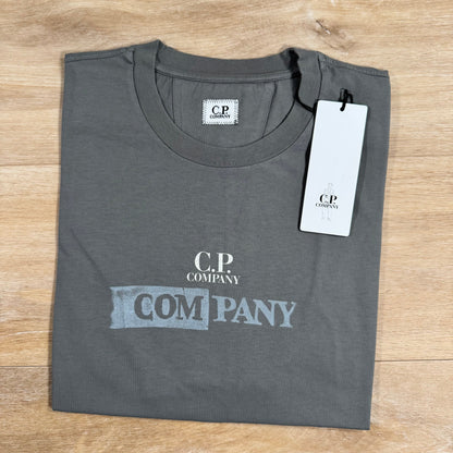 CP Company 24/1 Jersey Logo T-Shirt in Smoked Pearl - Grey