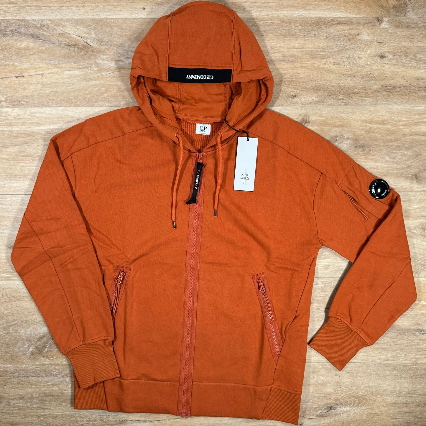 CP Company Diagonal Raised Zipped Lens Hoodie in Bombay Brown