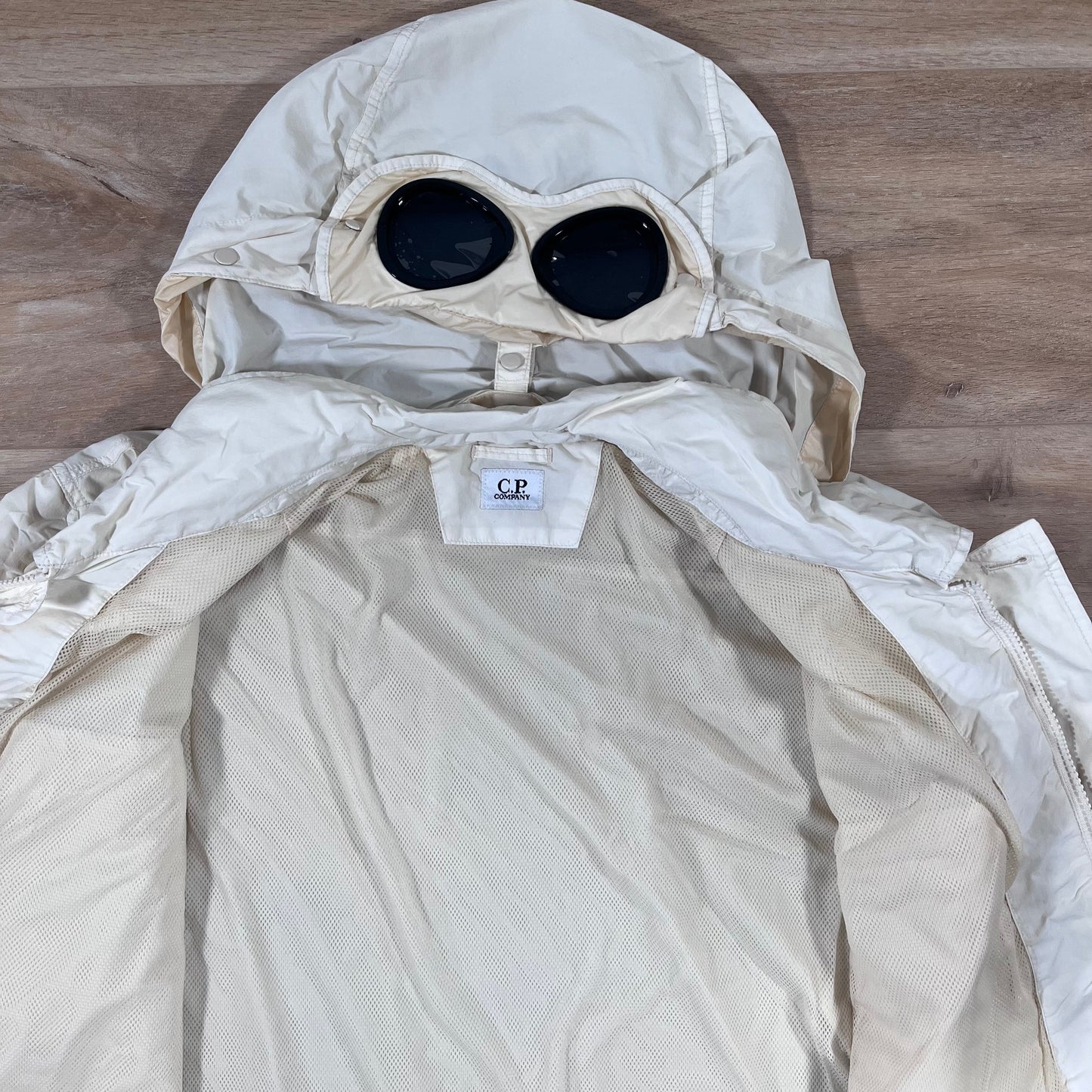 CP Company Flatt Nylon Goggle Overshirt in Pistachio Shell