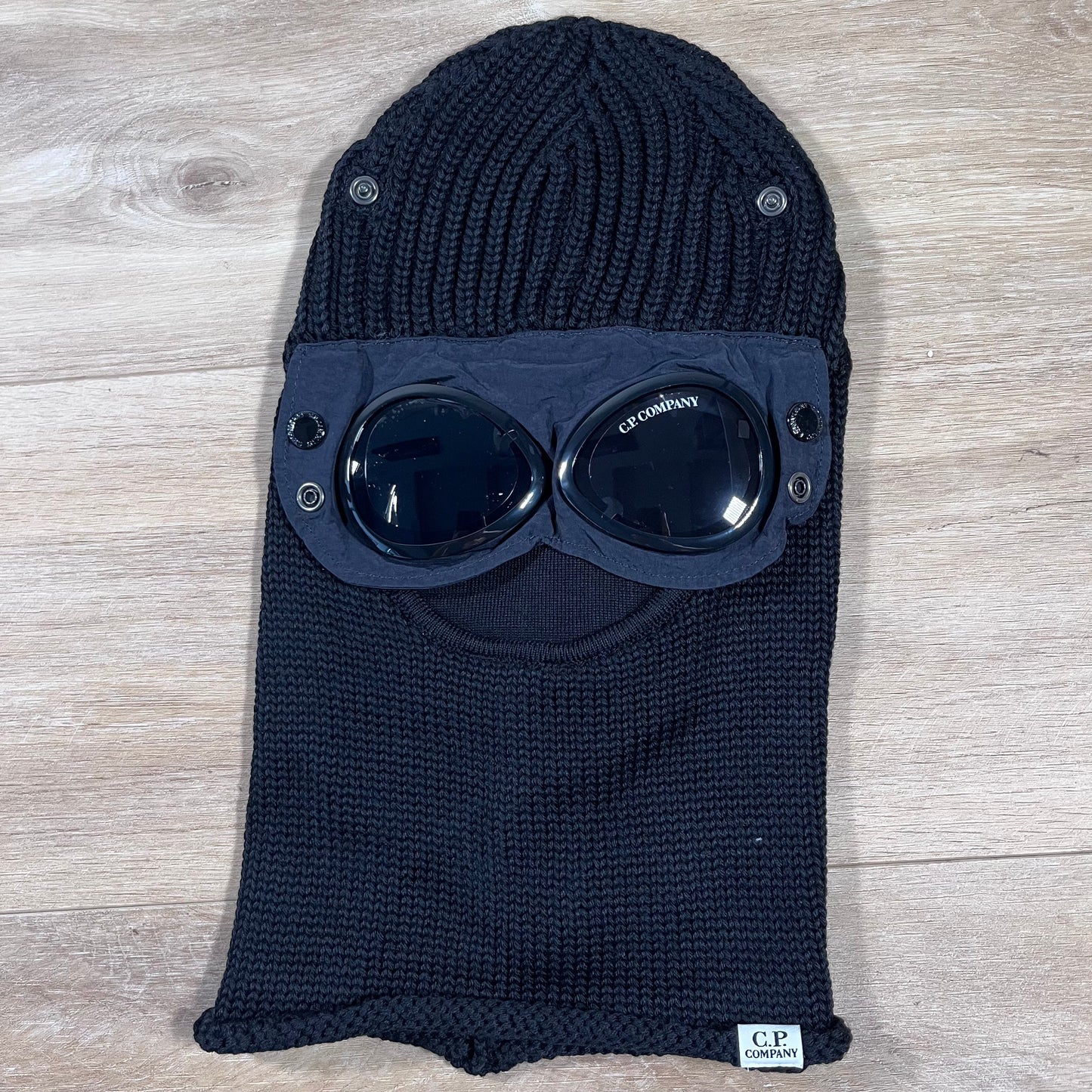 CP Company Merino Wool Goggle Balaclava in Black