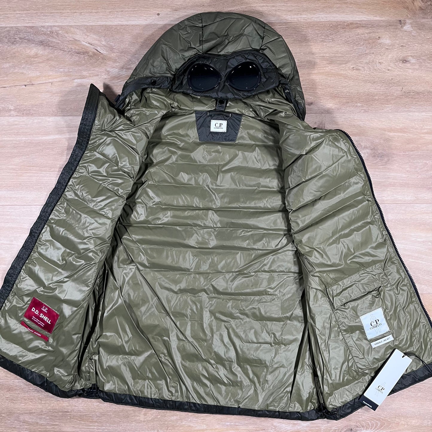 CP Company DD Shell Goggle Down Gilet in Elmwood Green