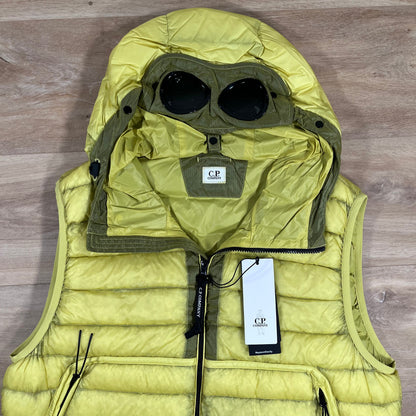 CP Company DD Shell Goggle Down Gilet in Green Sheen - Yellow
