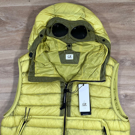 CP Company DD Shell Goggle Down Gilet in Green Sheen - Yellow
