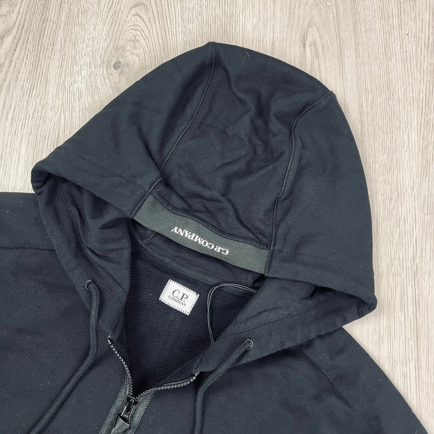 CP Company Raised Fleece Zip Hoodie - Black